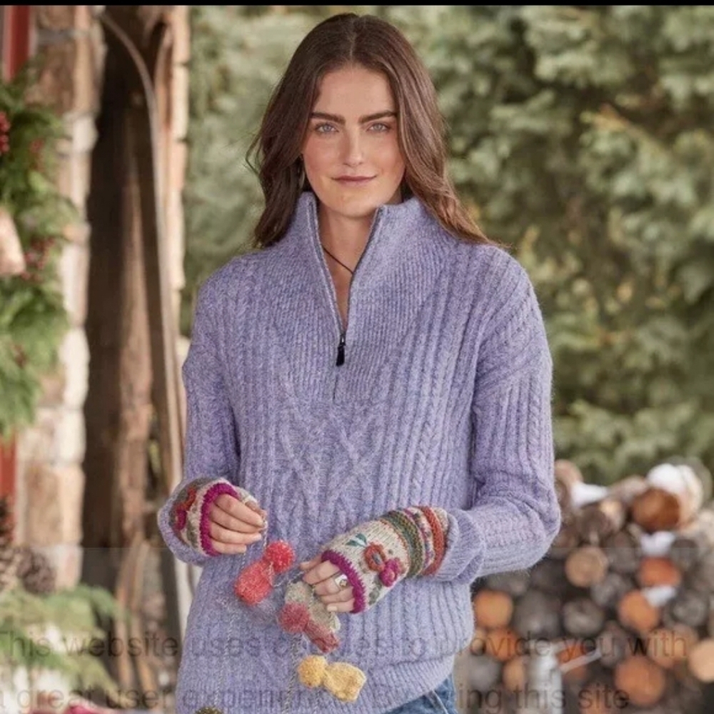 SUNDANCE Purple Cableknit Sycamore Sweater Size Large